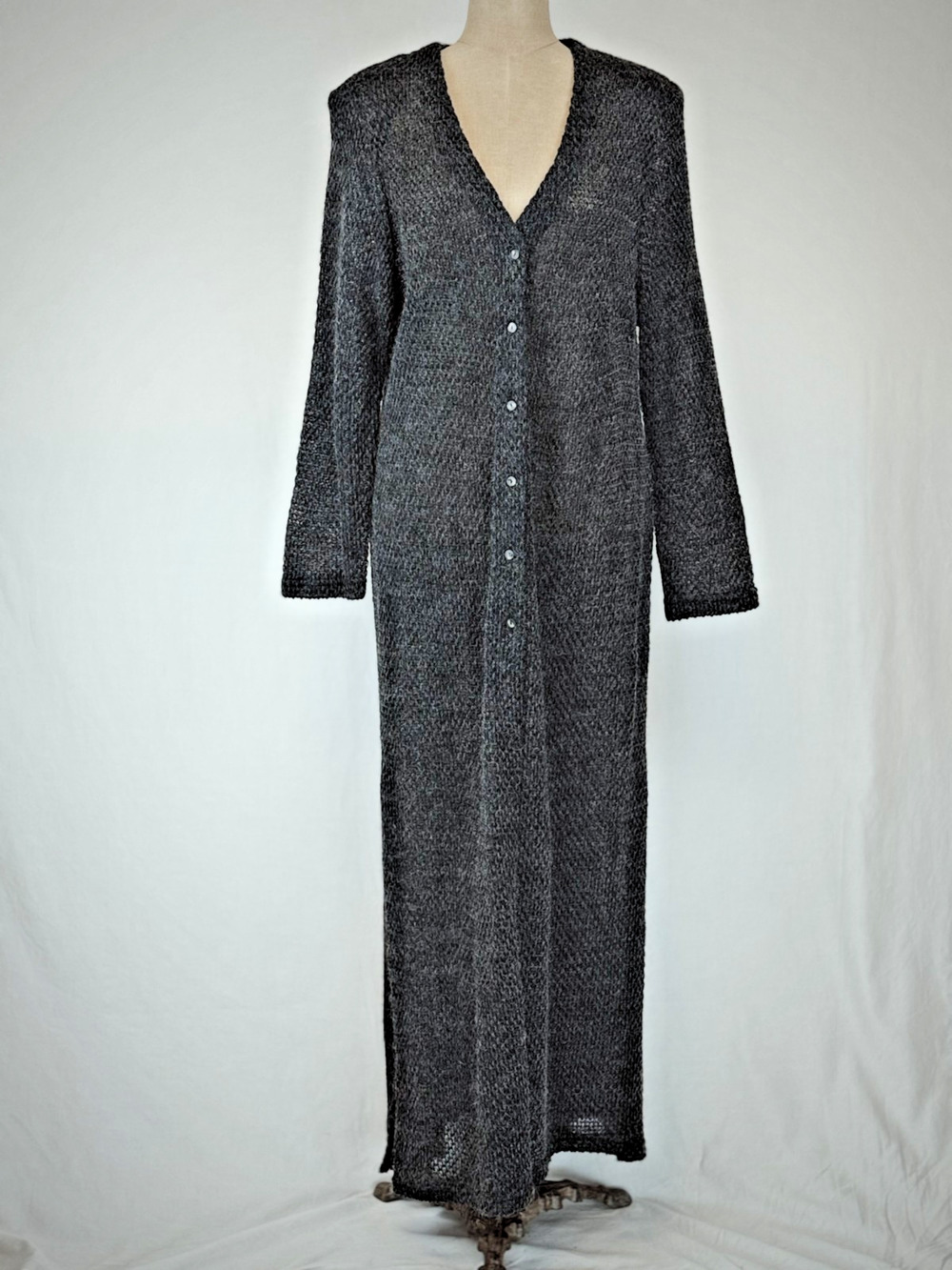 Vintage 90's Ronni Nicole ll Gray Long Cardigan Jacket Womens 20 #5-0171 USA